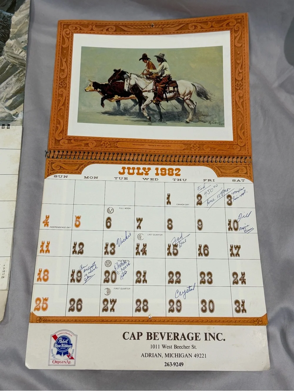 Vintage-1982 Wall Art Calendar set of 2